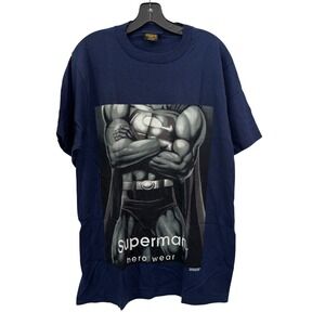 Changes Superman T-Shirt 1997 Vintage Navy Blue Cotton Graphic Print Size L